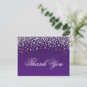 Carte Postale Merci Ombre violet Confetti au diamant brillant (Debout devant)