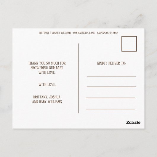 Carte postale Merci Ourson Mignon Rustique Simple (Dos)