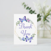 Carte Postale Merci Papillons Bleus Papillon Mariage Fête (Debout devant)