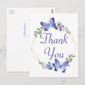 Carte Postale Merci Papillons Bleus Papillon Mariage Fête (Devant / Derrière)