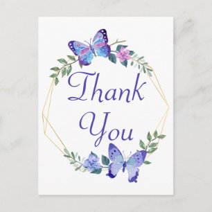 Carte Postale Merci Papillons Blue Butterfly Wedding Party