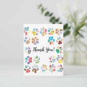 Carte Postale Merci Pastel Color Pawprints (Debout devant)