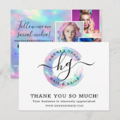 Carte Postale Merci Pastel Rainbow Swash Chic Logo 4 photos (Devant / Derrière)
