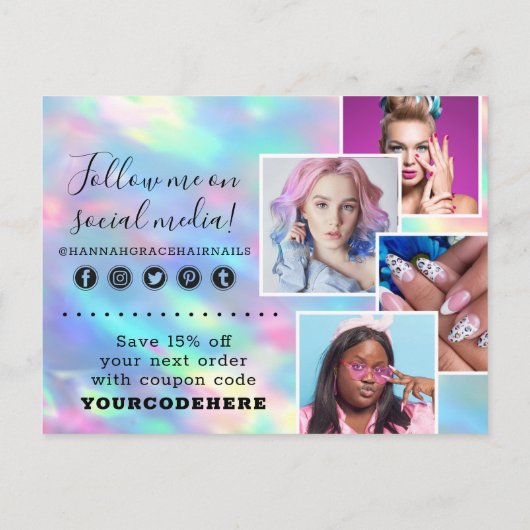 Carte Postale Merci Pastel Rainbow Swash Chic Logo 4 photos (Dos)