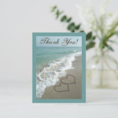 Carte postale Merci personnalisée - Coeurs de sabl (Debout devant)