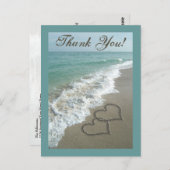 Carte postale Merci personnalisée - Coeurs de sabl (Devant / Derrière)