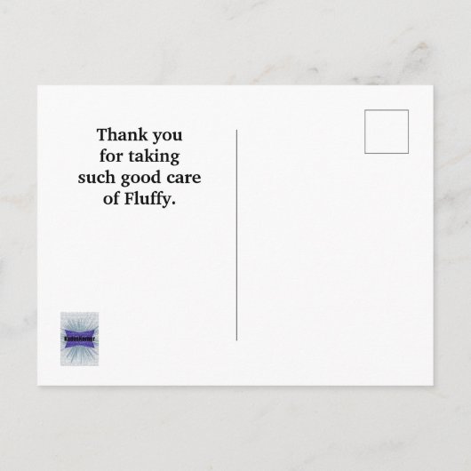 Carte Postale Merci Pet Sitter Rouge Tourbillon Empreinte de Pat (Dos)