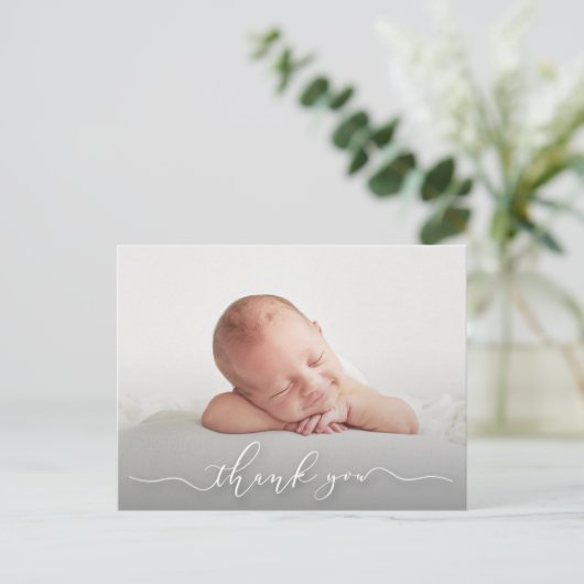 Carte Postale Merci photo bébé Faire-part de naissance (Debout devant)