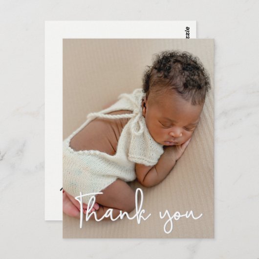Carte Postale Merci photo bébé vertical (Devant / Derrière)
