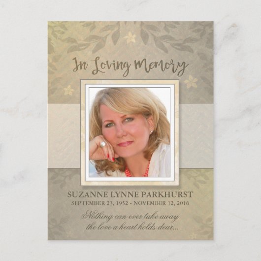 Carte postale Merci photo beige floral (Devant)