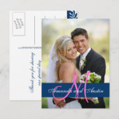 Carte postale Merci photo Blue Mariage damassé (Devant / Derrière)