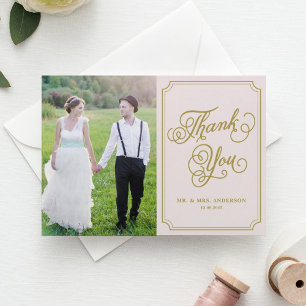 Carte postale Merci photo Blush & Gold Whimsical