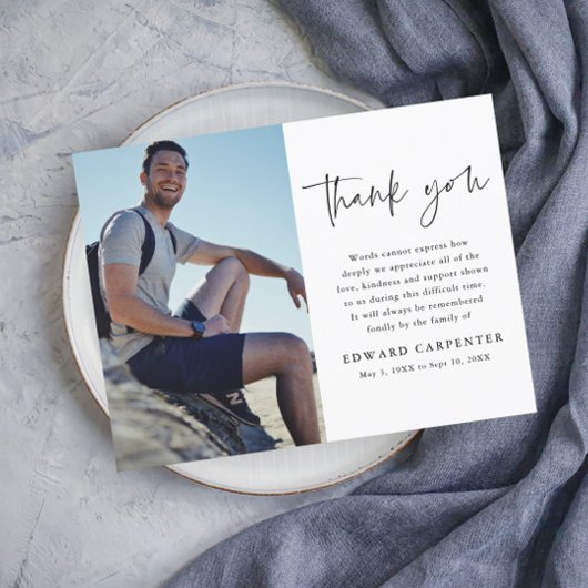 Carte Postale Merci photo commémoratif de funérailles simple