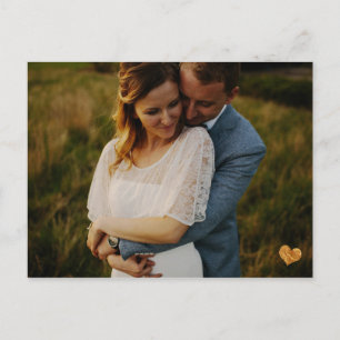 Carte Postale Merci photo complet Postcard-Gold Faux Foil Coeur
