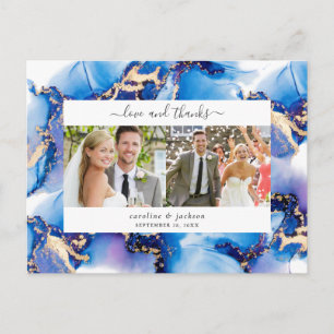 Carte Postale Merci photo couleur bleu Aquarelle