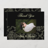 CARTE POSTALE MERCI PHOTO CREAM MARIAGE DAMASSÉ (Devant / Derrière)