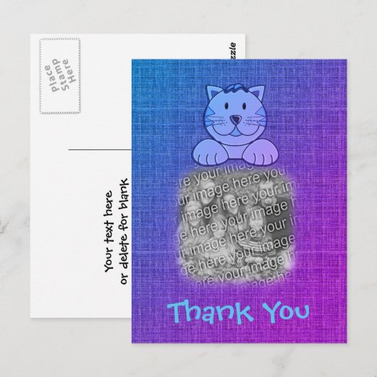 Carte Postale Merci photo Cute Blue Cat (Devant / Derrière)