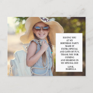 Carte Postale Merci photo de la fête d'anniversaire de l'enfant