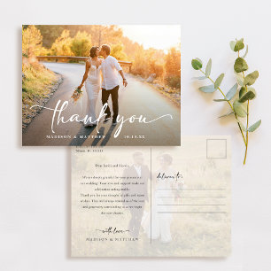 Carte Postale Merci photo de mariage élégant
