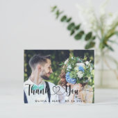 Carte Postale Merci photo de mariage élégant (Debout devant)