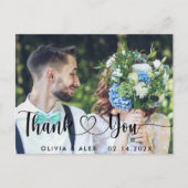 Carte Postale Merci photo de mariage élégant (Devant)