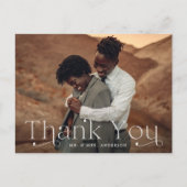 Carte Postale Merci photo de mariage simple et élégant (Devant)