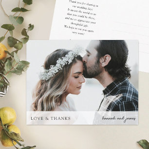 Carte Postale Merci photo de mariage simple et élégant personnal