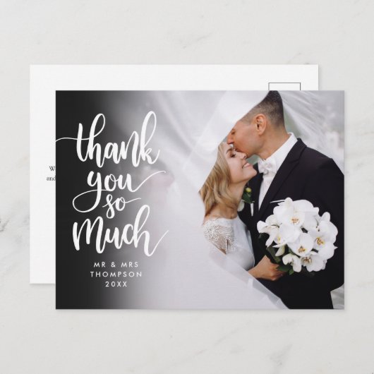 Carte Postale Merci photo de Merci de script si Mariage (Devant / Derrière)