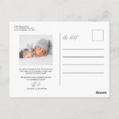 Carte Postale Merci photo de nouveau-né moderne (Dos)