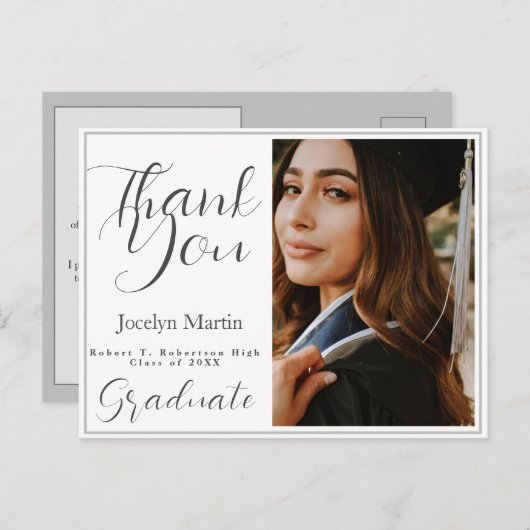 Carte Postale Merci photo de script simple (Devant / Derrière)