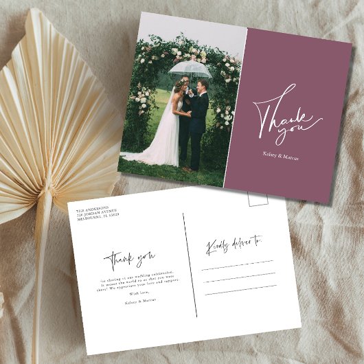 Carte Postale Merci photo du jour de mariage moderne | ROSE