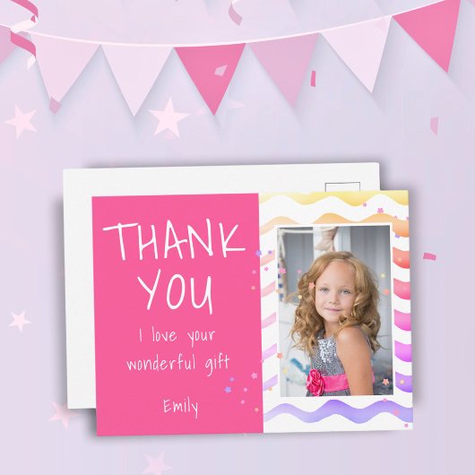 Carte Postale Merci photo fille anniversaire