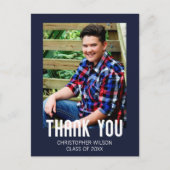 Carte postale Merci photo frontière bleue (Devant)