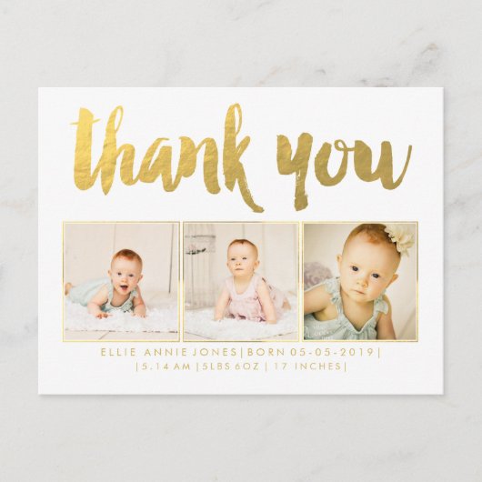 Carte postale Merci photo Gold Foil (Devant)