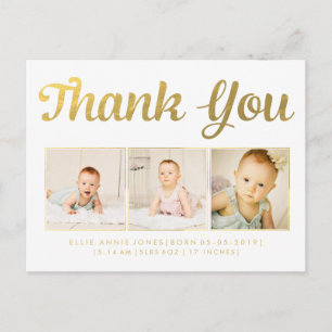 Carte postale Merci photo Gold Foil