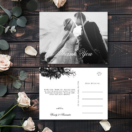 Carte Postale Merci photo gothique blanc classique Mariage