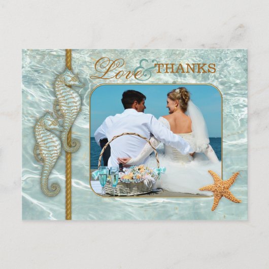 Carte postale Merci photo Mariage Aqua Seahorse (Devant)