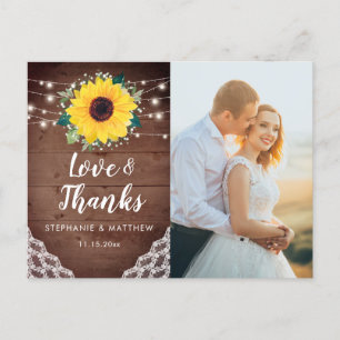 Carte Postale Merci photo Mariage de dentelle de tournesol