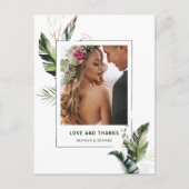 Carte Postale Merci photo Mariage de feuillage tropical (Devant)