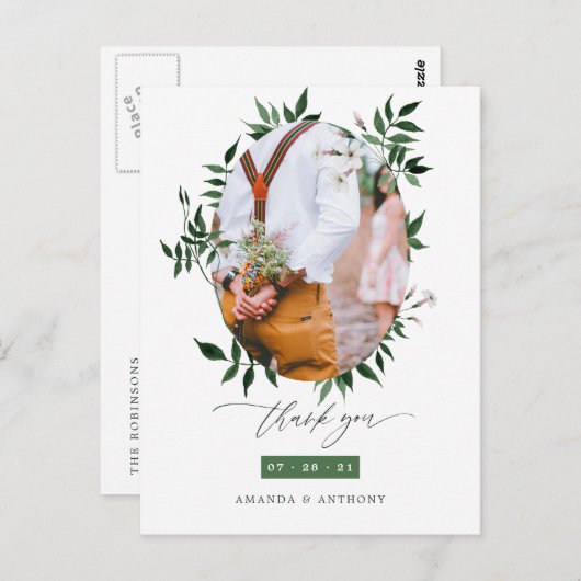 Carte Postale Merci photo Mariage de la forêt d'aquarelle (Devant / Derrière)