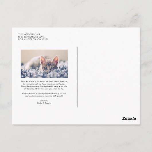 Carte Postale Merci photo Mariage de lettres main rouge (Dos)