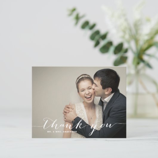 Carte postale Merci photo Mariage de script blanc (Debout devant)