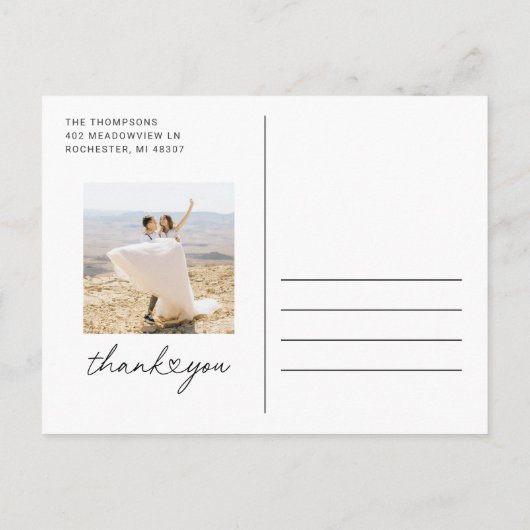 Carte Postale Merci photo Mariage de script cardiaque moderne (Dos)