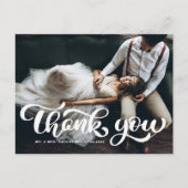 Carte Postale Merci photo Mariage de script retro en gras blanc (Devant)