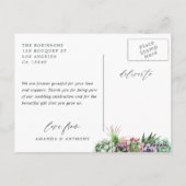 Carte Postale Merci photo Mariage géométrique Succulents (Dos)