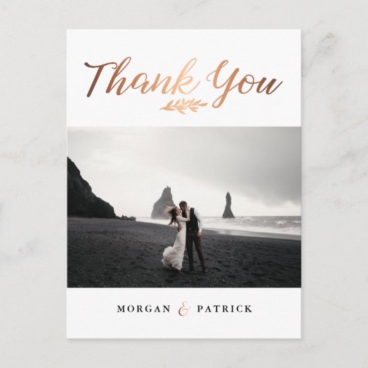 Carte Postale Merci photo Mariage Gold Script (Devant)