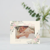 Carte Postale Merci photo Mariage ivoire et rose Boho Floral (Debout devant)