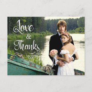 Carte Postale Merci photo Mariage manuscrit