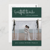 Carte Postale Merci photo Mariage minimaliste Emerald Green (Devant / Derrière)