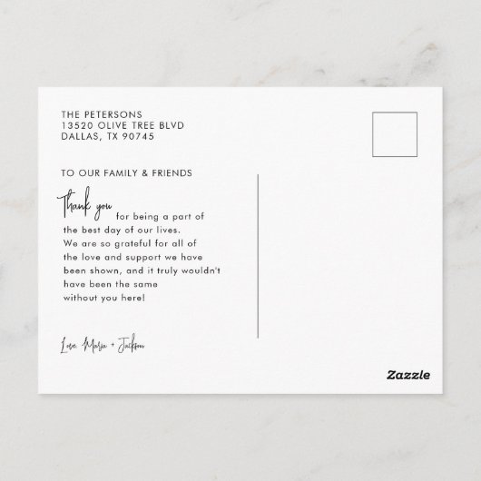 Carte Postale Merci photo Mariage moderne (Dos)